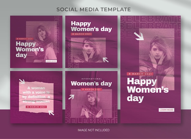 International women's day social media pack bundle template design