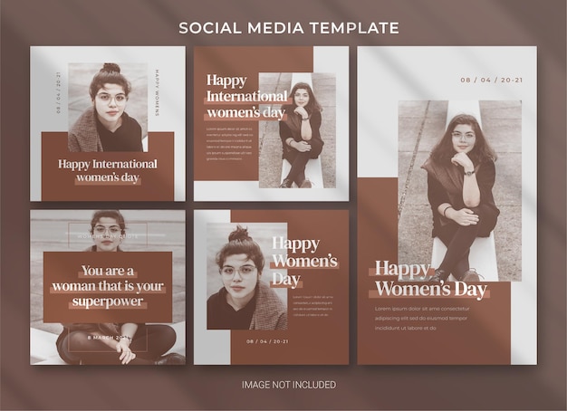 International women's day social media pack bundle template design