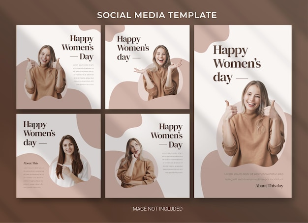 Design del modello di bundle del pacchetto di social media per la giornata internazionale della donna