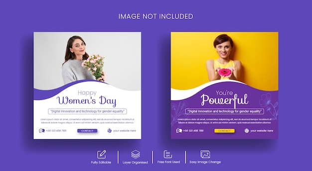 International women's day social media post or instagram post banner template design