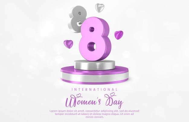 International women's day with 3d render creative composition 