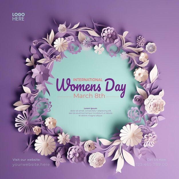 PSD international womens day 8 march womens day illustration social media post template