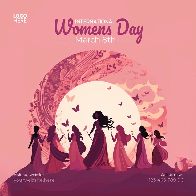 International womens day 8 march womens day illustration social media post template