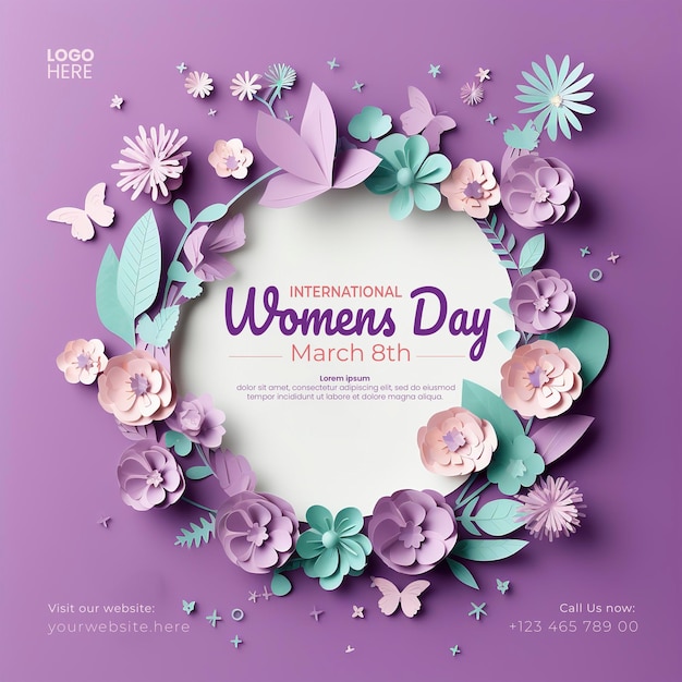 PSD international womens day 8 march womens day illustration social media post template