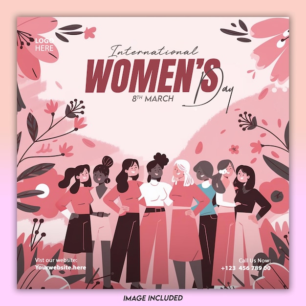 international womens day 8th march illustration design artwork for social media post template