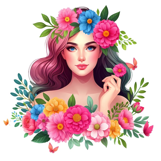 PSD international womens day flower with girl design