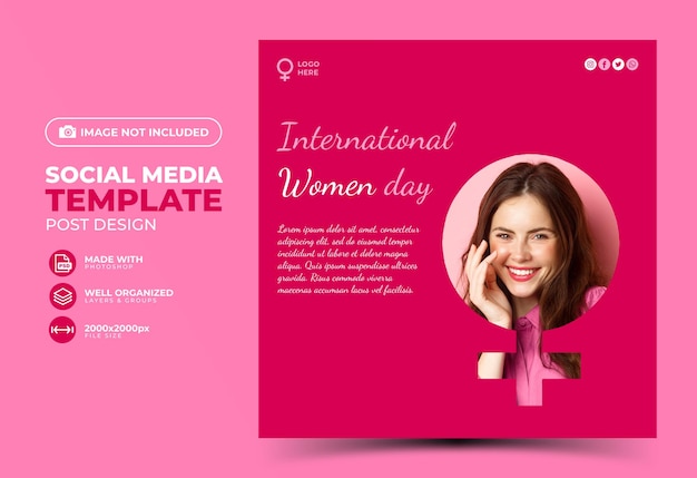 Banner per social media per la giornata internazionale della donna dopo l'8 marzo modello di progettazione