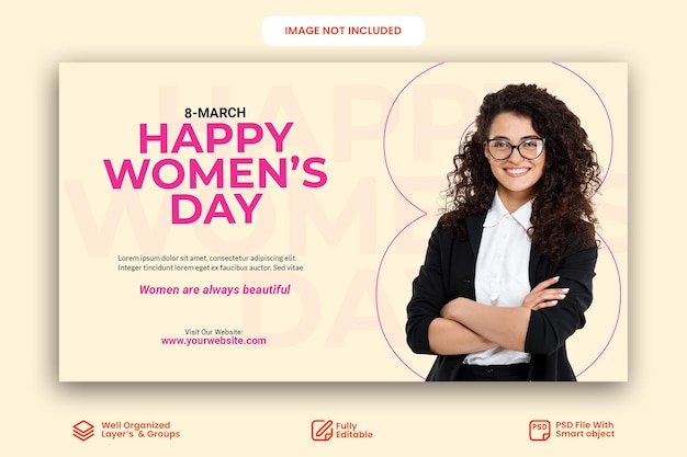 Обложка в социальных сетях международного женского дня или шаблон баннера веб-баннера