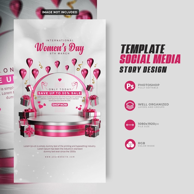 International womens day social media and instagram story template