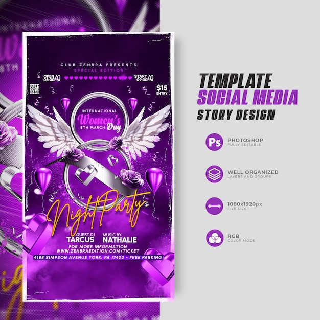 International womens day social media and instagram story template