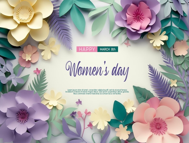 International womens day with flower decorative card