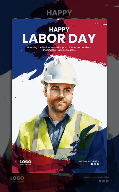PSD international workers day may first poster or banner