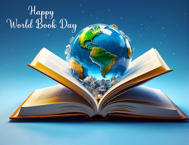 International world book day and open book concept View of globe