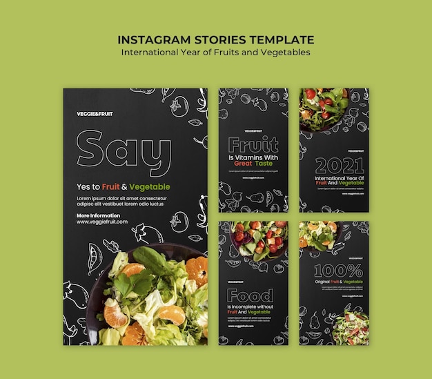 PSD international year of fruits and vegetable instagram stories