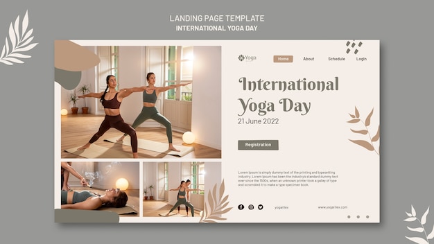 Modello di pagina di destinazione per la celebrazione della giornata internazionale dello yoga