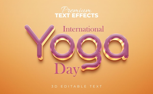 International yoga day glossy text style effects