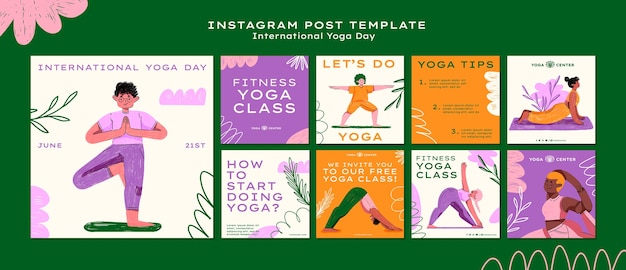 PSD post di instagram della giornata internazionale dello yoga