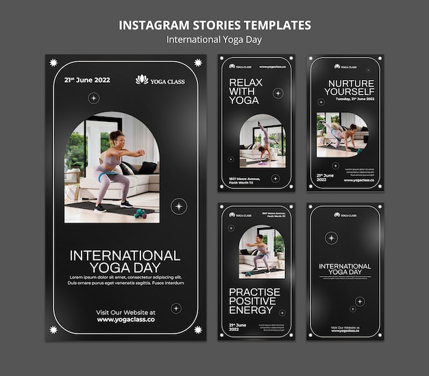 PSD international yoga day instagram stories template design
