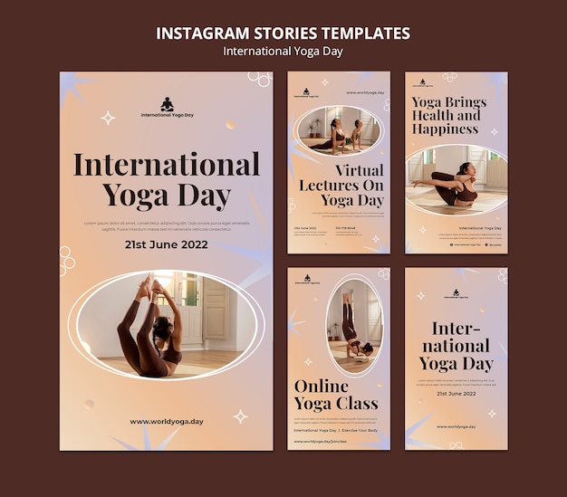 Modello di storie di instagram della giornata internazionale dello yoga