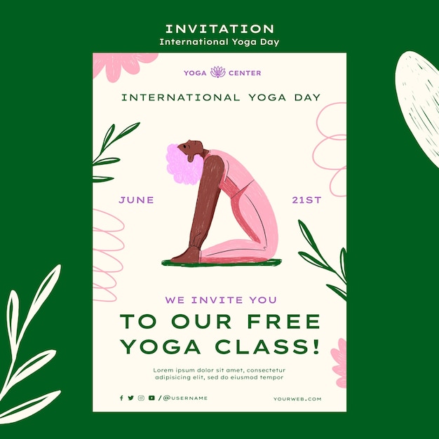 Modello di invito per la giornata internazionale dello yoga