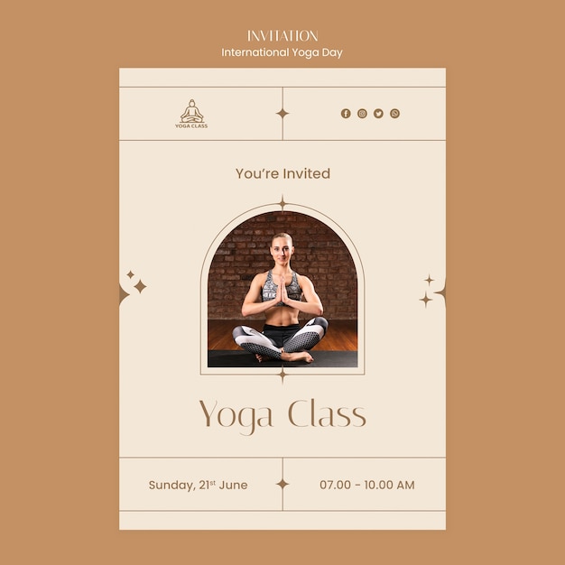 Premium PSD International yoga day invitation template