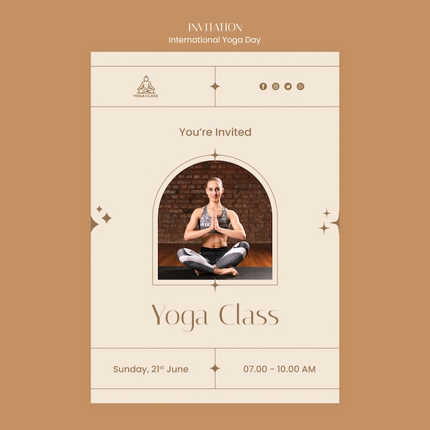 PSD international yoga day invitation template