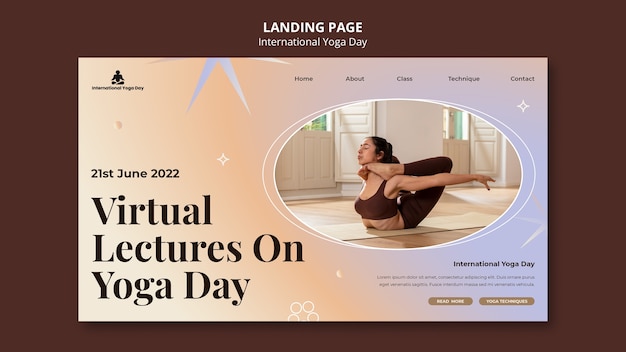 PSD modello di pagina di destinazione della giornata internazionale dello yoga