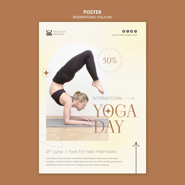 Modello di poster per la giornata internazionale dello yoga