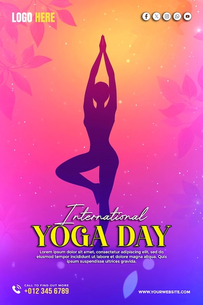 international yoga day social media banner poster template