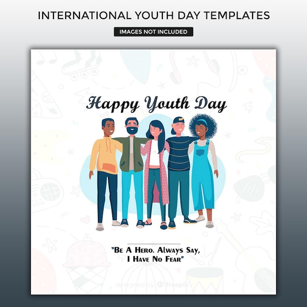 PSD international youth day celebration social media post design templates for facebook and instagram