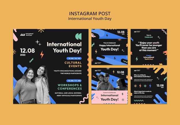 PSD post instagram della giornata internazionale della gioventù