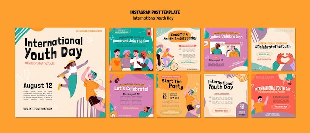 PSD international youth day instagram posts collection