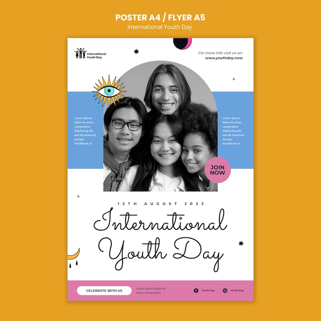 International youth day template design