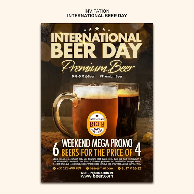 PSD internationale bierdag uitnodiging sjabloon