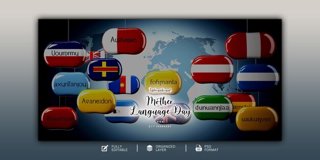 PSD internationale moedertaaldag grafische en sociale media ontwerpsjabloon