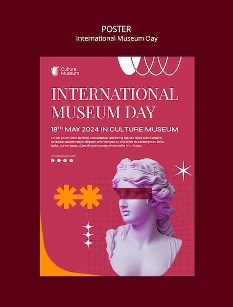 PSD internationale museumdag poster sjabloon