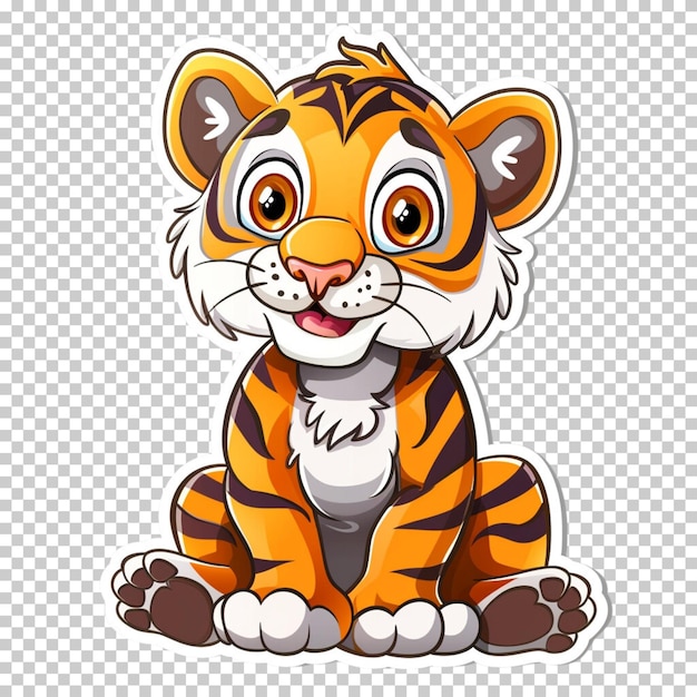Internationale tijgerdag bewustwording cartoon tijger sticker dier geïsoleerd op transparante achtergrond