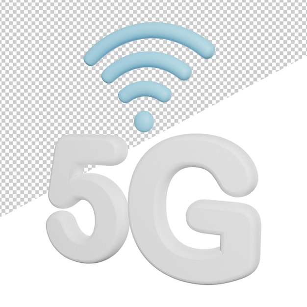 PSD internet 5g network signal side view 3d rendering icon illustration on transparent background