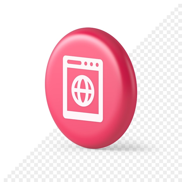 PSD internet browser global wireless connection button cyberspace virtual networking 3d realistic icon