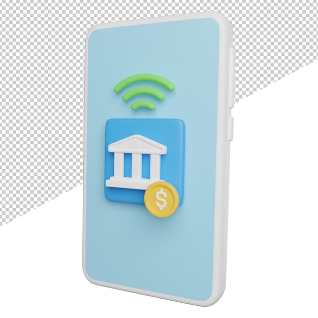 PSD internet mobile banking widok z boku renderowania 3d ikona ilustracja na przezroczystym tle