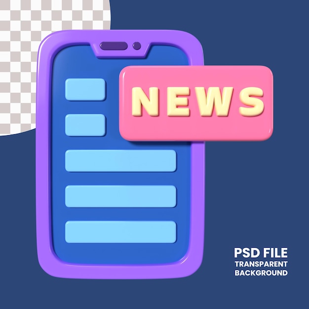 PSD internet news iconica di illustrazione 3d