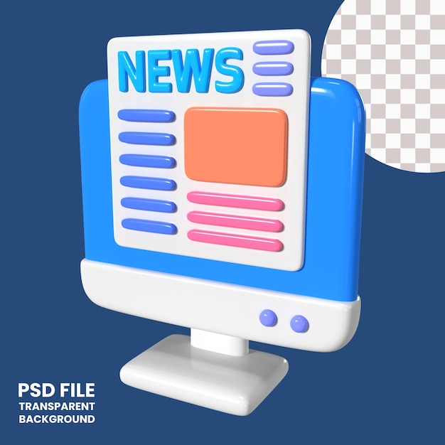 PSD internet news 3d ilustracja ikona