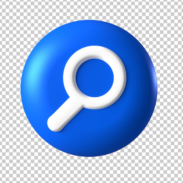 Internet seo search icon 3d blue focus button