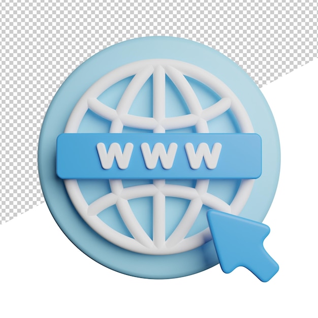 Internet web domain vooraanzicht 3d-rendering pictogram illustratie op transparante achtergrond