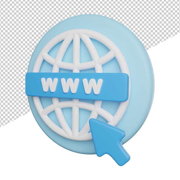 Internet Web Domain zijaanzicht 3D-rendering pictogram illustratie op transparante achtergrond