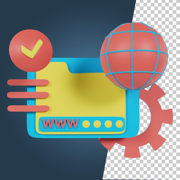 Значок веб-безопасности в интернете 3d элемент значка для интернет-системы