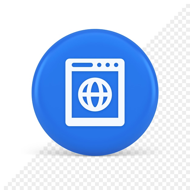 PSD internetbrowser wereldwijde draadloze verbindingsknop cyberspace virtueel voorzien van een netwerk 3d pictogram