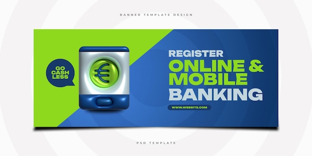 PSD internetowa bankowość internetowa i bankowość mobilna szablon banera internetowego do bezgotówkowego i płacenia online