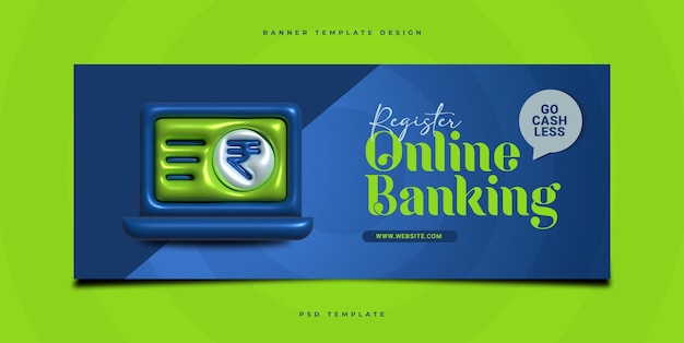PSD internetowa bankowość internetowa i bankowość mobilna szablon banera internetowego do bezgotówkowego i płacenia online