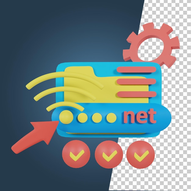 Internetowa ikona zabezpieczeń sieci web 3d element ikony dla systemu internetowego